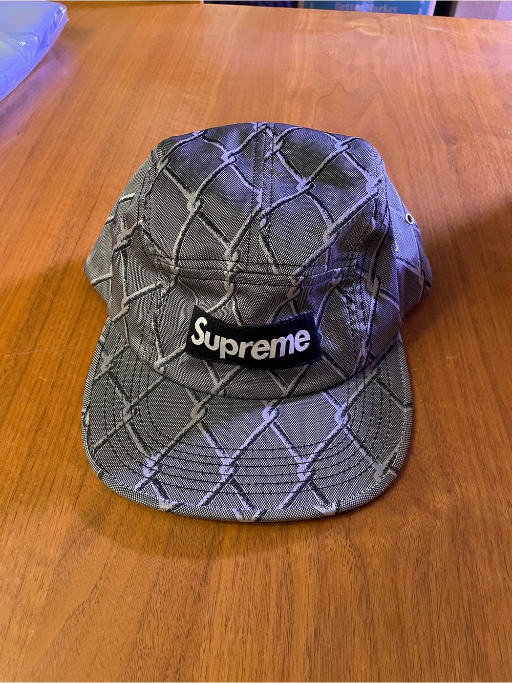 Supreme Black & Gray Chain-Pattern 5-Panel Cap